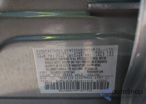 2021 Nissan Sentra Sr Xtronic Cvt z USA, uszkodzony, nr VIN 3N1AB8DVXMY227942